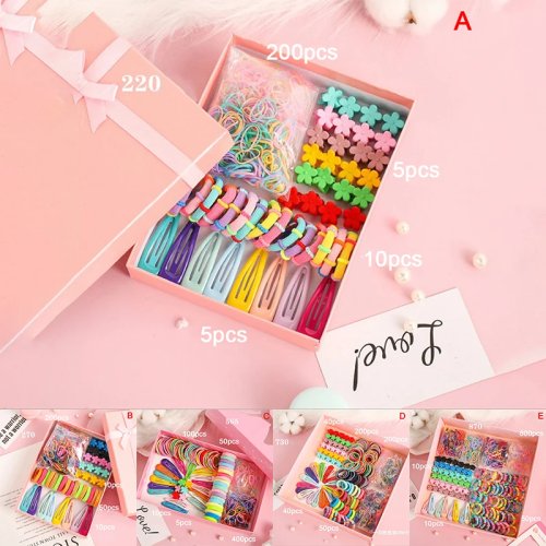 Süßes Haarspangen-Set für Mädchen, bunte Stirnbänder, Haarklammern, Haargummis, Haar-Accessoires als Geschenk