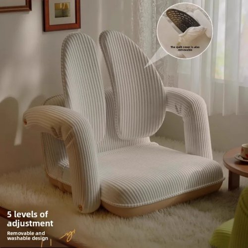 Japońska składana sofa podłogowa z oparciem na balkon i tatami, minimalistyczny fotel loungowy