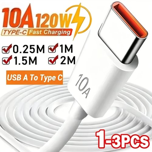 120W 10A USB-C Schnellladekabel für Xiaomi Samsung Huawei, Datenkabel mit Schnellladefunktion