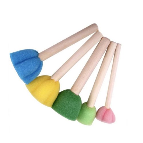 Kinder verfsponzen set - 5 stuks roller penselen en spons penselen voor knutselen