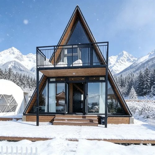 Mini Casa Tipo A Personalizada com Estrutura Triangular Reforçada, Cabine à Prova de Vento para Jardim em Colina e Sala de Estar Exterior