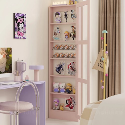 Tủ lưu trữ mỏng màu hồng cho phòng khách, tủ cạnh