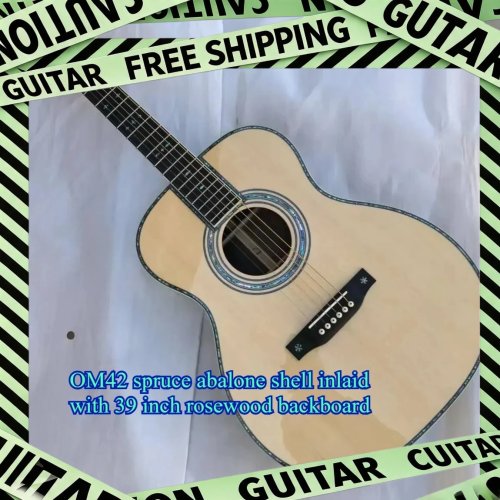 Chitarra acustica OM42, top in abete, intarsi in abalone, fondo in palissandro, 39 pollici, professionale, regalo
