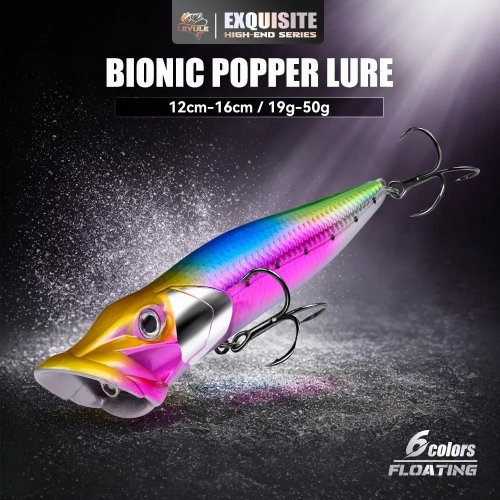 Señuelo Popper Flotante 19g/50g – Cebo Artificial de Superficie con Anzuelo de Acero de Alto Carbono, Crankbait de Lanzamiento Largo