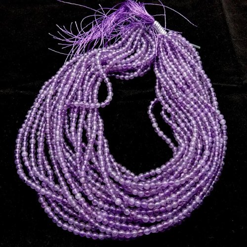 5 Hilos de Cuentas de Amatista Natural Redondas 4mm - 15 Pulgadas por Hilo
