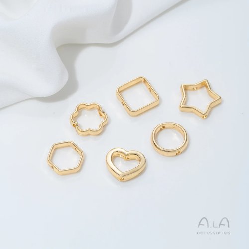 Set di Anelli con Perline Stella e Fiore di Prugno Oro 14K, Gioielli Fai Da Te Fatti a Mano con Cristalli