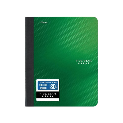 초록색 칼리지 룰 공책 7.5x9.75인치