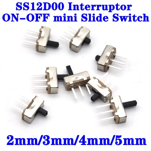 10/100 PCS SS12D00 3-Pin DIP Slide Switch, Lever 3/4/5mm