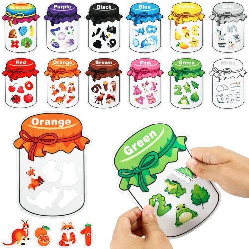 ของเล่นแม่เหล็กจัดเรียงสี 12 ชิ้น แม่เหล็กเพื่อการศึกษาสำหรับตู้เย็นและไวท์บอร์ด เรียนรู้สีสำหรับเด็กอนุบาล