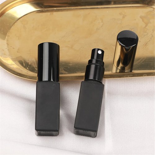 Frasco perfume vidrio esmerilado negro 5ml/10ml, atomizador vacío, recargable de viaje, viales muestra cosmética