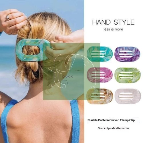 Ovale flache Haarklammer mit Marmorstruktur, Süßes Haaraccessoire für Frauen, Geburtstagsgeschenk