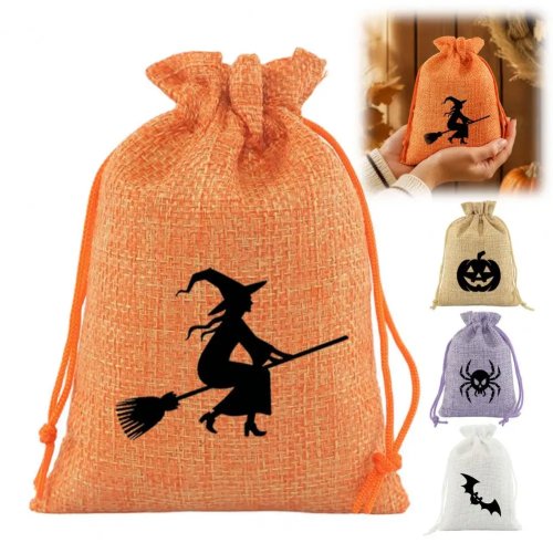 2 Sacs à cordon Halloween – Citrouille, Fantôme, Araignée, Squelette, Pochettes à bonbons pour Trick or Treat, Sacs cadeaux de fête réutilisables