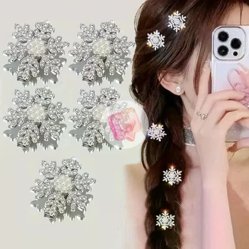 2/4/6pcs Pinces à Cheveux de Noël Strass Flocon de Neige pour Femmes et Filles, Épingles Brillantes, Cadeau du Nouvel An