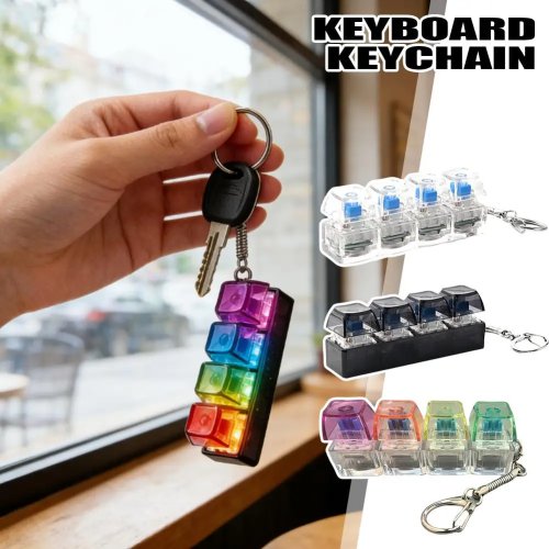 Juguete fidget llavero de teclado LED, teclas RGB de 4 botones para aliviar el estrés