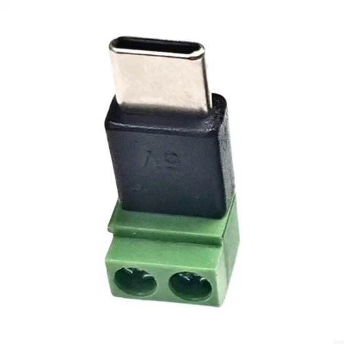 USB Type-C 수 커넥터 to 2핀 그린 터미널 어댑터, 납땜 필요 없음, 5V, 스마트폰·태블릿 충전용 빠른 연결