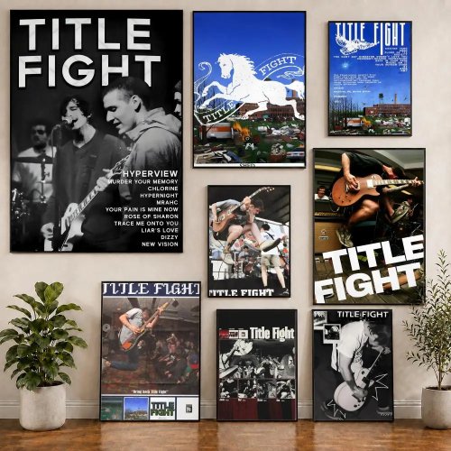 โปสเตอร์วงอีโม Title Fight, PVC HD, แปะและลอกได้ ตกแต่งผนังโมเดิร์นสำหรับห้องนั่งเล่น โฮมออฟฟิศ ห้องรับประทานอาหาร