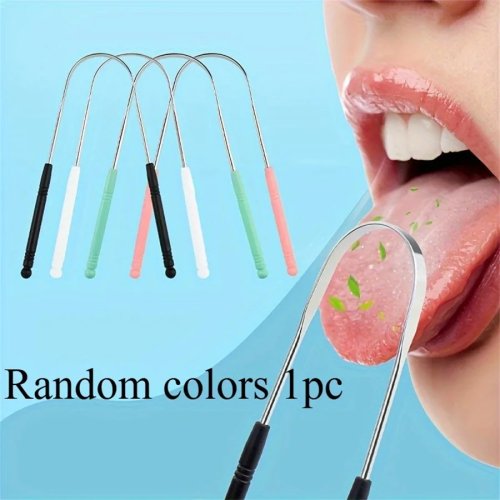 Adult U-Shaped Tongue Scraper - Stainless Steel, Reduces Bad Breath, Oral Hygiene Tool