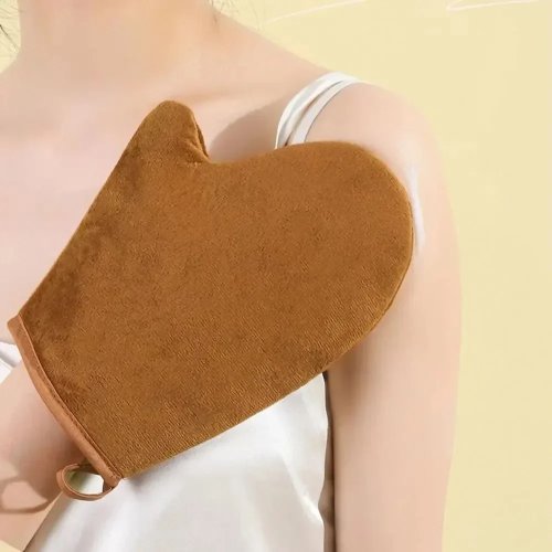 Mitt Self-Tanning 3-in-1, Sarung Tangan Lotion Tubuh, Reusable, Dua Sisi, Anti Lengket, Alat Makeup