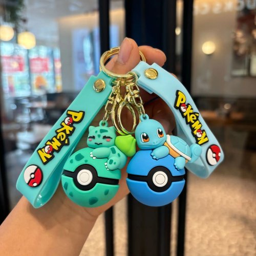 Set Gantungan Kunci Poké Ball Pokémon - Figur Pikachu, Eevee, Charmander - Gantungan Kunci Anime untuk Tas, Ransel, Hadiah