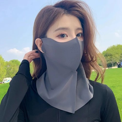 Mặt nạ chống nắng lụa băng cho nữ, bảo vệ UV, che cổ thoáng khí khi lái xe và đạp xe mùa hè, nhẹ, chống trơn trượt, mềm mại