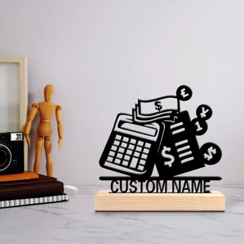 Minimalist Personalized Letter Iron Statue with Wooden Base - Desk Decor for Bedroom Office