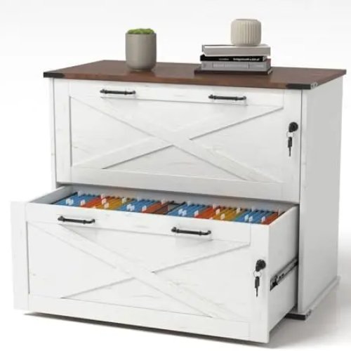 2-laags archiefkast met slot, thuiskantoor organizer, voor mappen in letter-/legal-/A4-formaat, modern