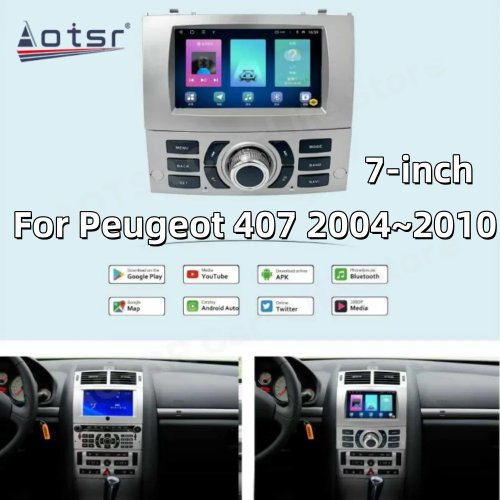 Đầu xe hỗ trợ CarPlay và Android Auto cho Peugeot 407 2005-2010, định vị GPS, màn hình IPS