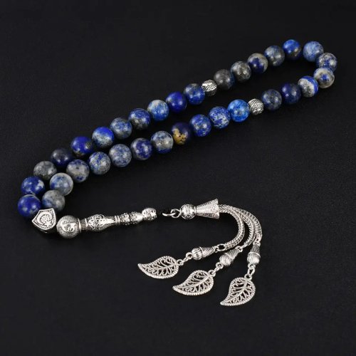 Islamicki tasbih z naturalnego lapis lazuli, 33 koraliki