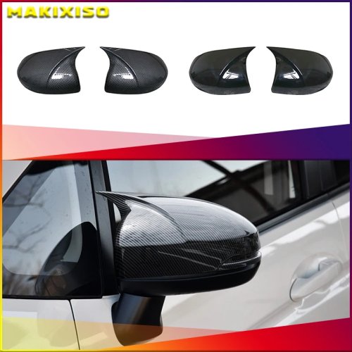 Coque de rétroviseur latéral en forme de corne en ABS fibre de carbone pour Honda Fit Jazz GK5 2014-2020