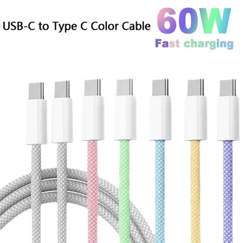 USB Type-C to Type-C 케이블 1m/1.5m/3m, PD 60W 고속 충전, 브레이드, 아이폰 16/17, 삼성, 샤오미 호환