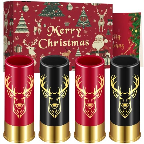 4er-Set Plastik-Shotgläser mit Elch-Design, kleine Schussgläser für Bar, Party, Hochzeit, Weihnachtsgeschenk