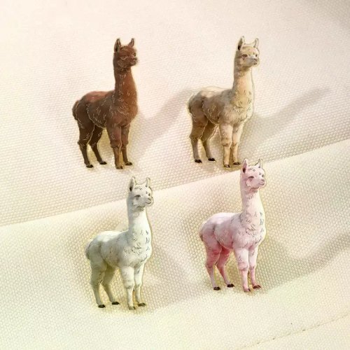 Schattige Alpaca Pins set van 4, metalen spelden voor kleding, tassen, rugzakken, revers, cadeau voor vrienden
