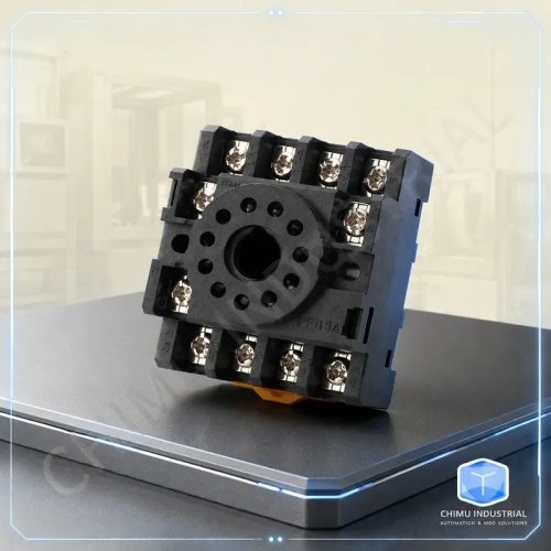 CHIMU Industrial Small Intermediate Relay MK3P JTX-3C, 11-Pin Round Socket Base for PF113A, Copper Parts