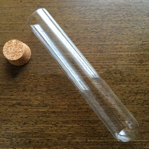 教育用ラボ・研究・粉末・液体保管用の本物の木製コルク付きプラスチック試験管25本（漏れ防止）