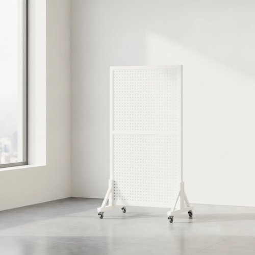 Expositor com painel perfurado com rodas, portátil com ganchos, resistente e fácil de montar para retalho