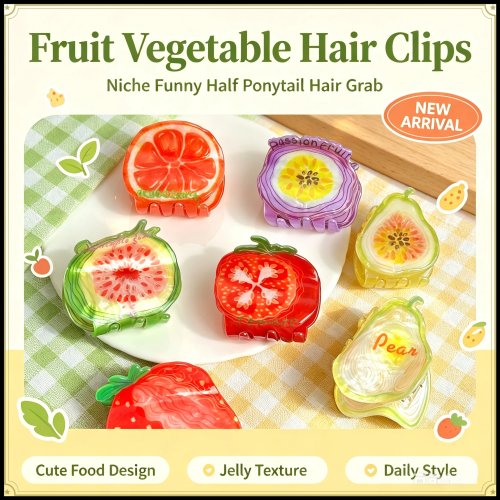 Pinces à cheveux fruits et légumes drôles pour femme, chouchou demi-queue, accessoires cheveux exquis