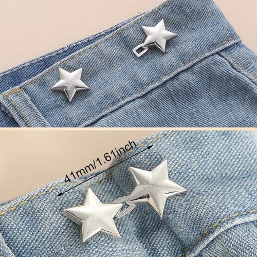 1 Par de Clip Ajustable para Botón de Mezclilla para Pantalones y Faldas - Ajustador de Cintura