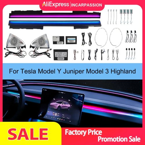 Dynamisch ambient licht met draaiende tweeter voor Tesla Model Y Juniper en Model 3 Highland