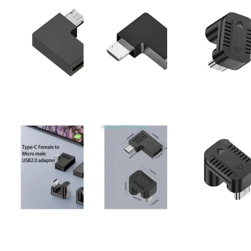 محول Micro USB إلى USB-C، زاوية يسرى 90 درجة، 480 ميجابت/ثانية للابتوب