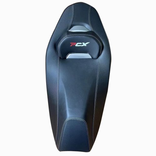 Selim modificado para Honda PCX160 com encosto – Cromado prata/preto, 2018-2024