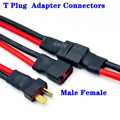 T-stekker adapter mannelijk/vrouwelijk met kabel voor RC Lipo acculader, DIY onderdelen (1/2 stuks)
