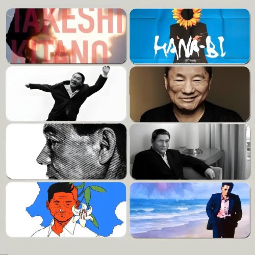 Cool Kitano Takeshi muismat, groot gaming muismat met dikke gestikte rand, antislip bureaumat