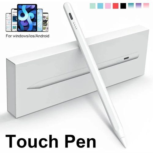 Стилус для iPad с подавлением ладони и индикатором заряда, совместим с Apple Pencil 1 и 2 поколения, для iPad Pro 11/12.9, Air, Mini (2018-2022)