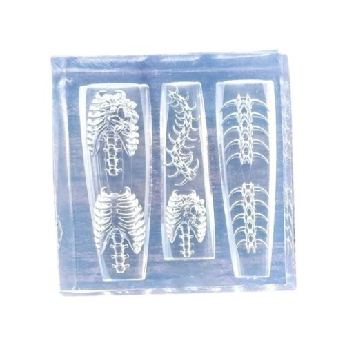 แม่พิมพ์แสตมป์ซิลิโคนสำหรับเพ้นท์เล็บ รูปทรงกระดูกสันหลัง สเตนซิลทำเล็บสำหรับผู้หญิง