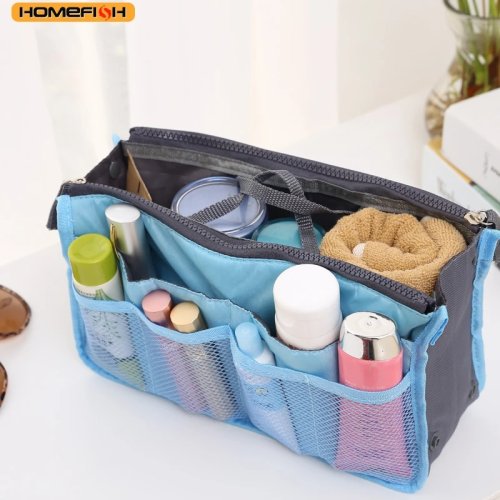 HOMEFISH Trousse de toilette de voyage, grande capacité, plusieurs poches, double fermeture éclair