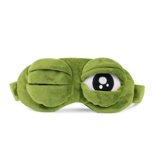 かわいいペペカエル睡眠用アイマスク – 超柔らかいぬいぐるみ目隠し 子供から大人まで (緑)