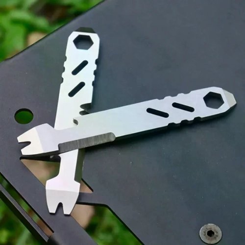 Linggis Mini Multifungsi Baja Stainless, Alat EDC, Pembuka Botol, Kunci Hex, Portable untuk Perbaikan Sepeda dan Outdoor