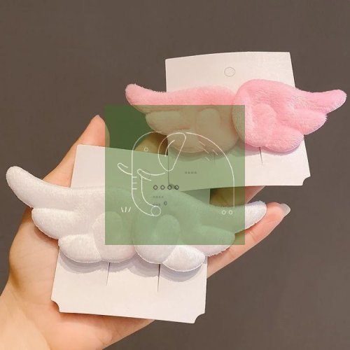 2 Kẹp Tóc Cánh Thiên Thần Bông, Mềm Mượt, Đáng Yêu, Không Giật Tóc, Phụ Kiện Tóc Cho Bé Gái, Quà Tặng Ngày Trẻ Em