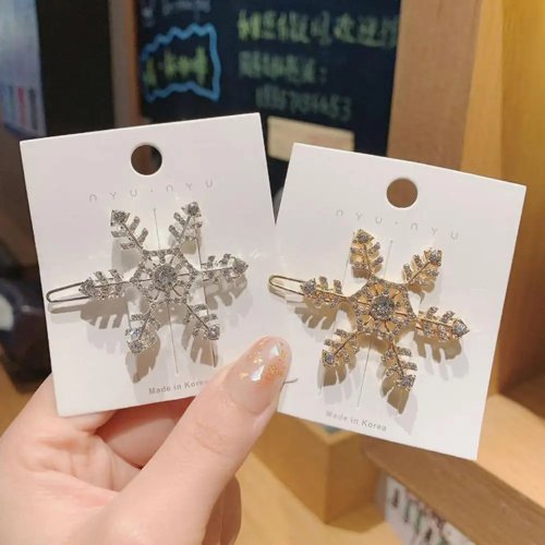 Kẹp tóc lấp lánh họa tiết bông tuyết cho nữ, kẹp tóc thời trang dùng hằng ngày, đám cưới và Giáng sinh