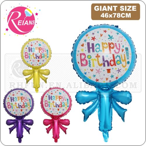 Globo metálico con forma de paleta con moño, decoración para fiesta de cumpleaños y baby shower